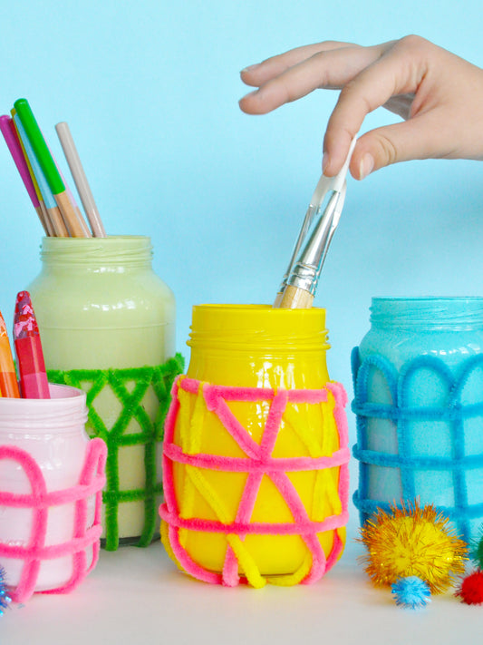 Woven Pipe Cleaner Jar DIY Craft