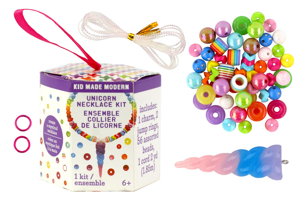 Kid Made Modern Unicorn DIY Necklace Kit & Craft Sets with Beads, Charm, Jump Rings, Cord - Kids Jewelry Making Kit for Girls Ages 6 7 8+